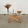 Vintage Coffee Table Beech Wood Glass Brown 1990s 2