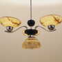 Vintage chandelier glass metal yellow 1970s 9