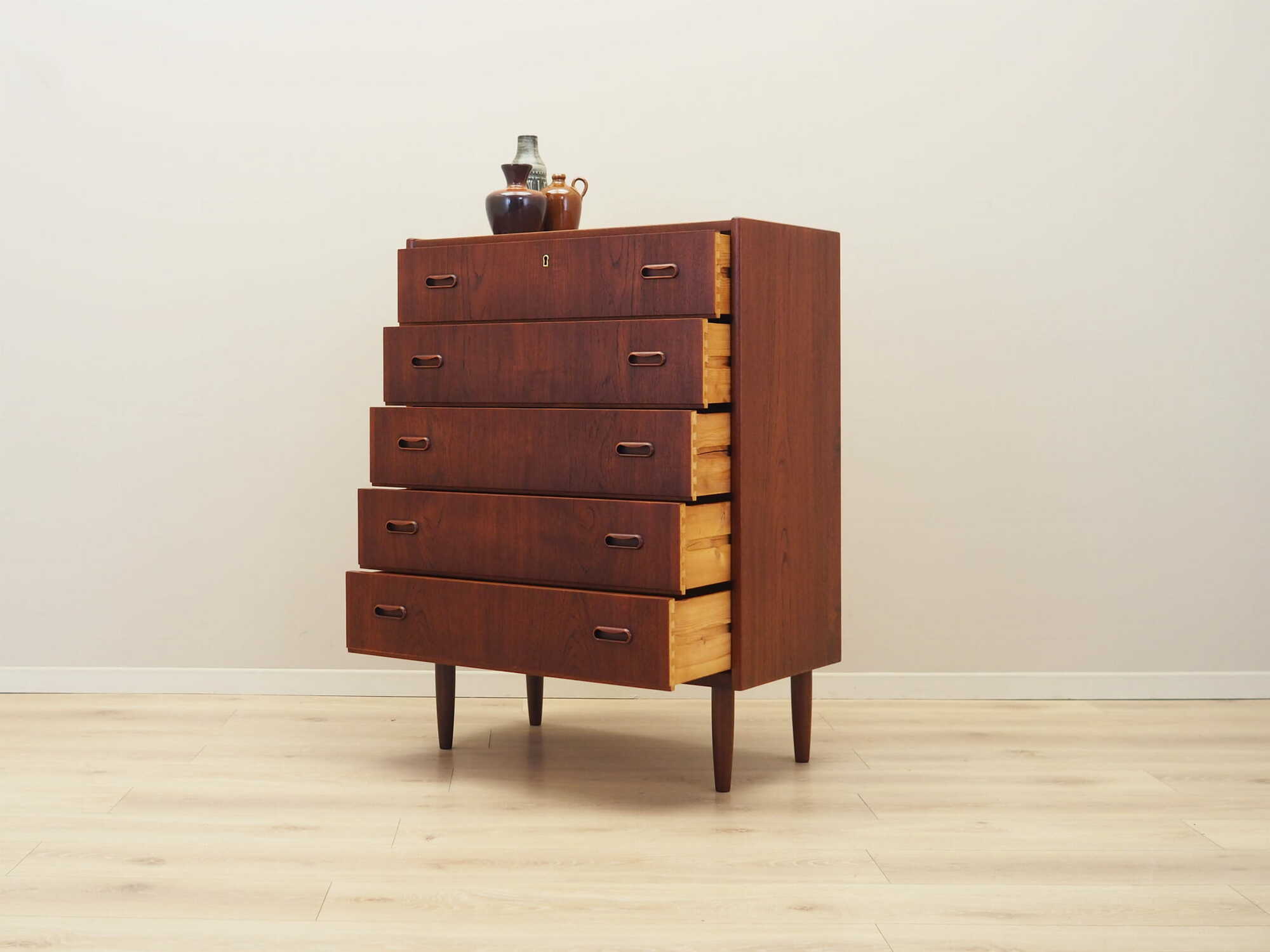 Vintage chest of drawers Teak wood Brown 1970s 3