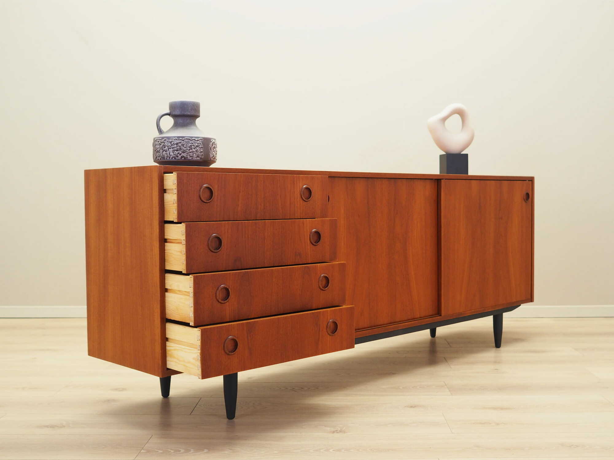Vintage Sideboard Teak Wood Brown 1970s 6