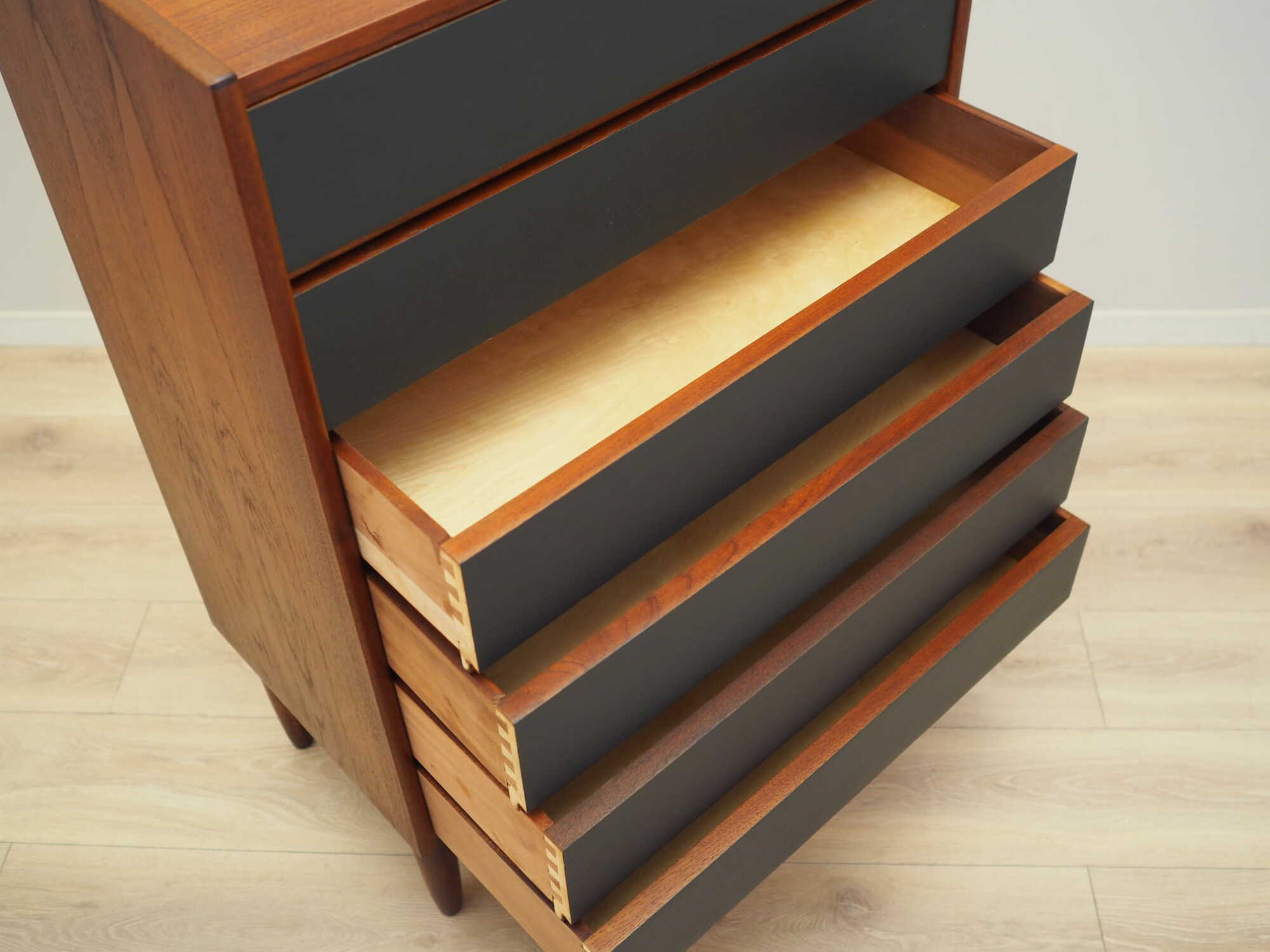 Vintage chest of drawers Teak wood Brown 1970s 7