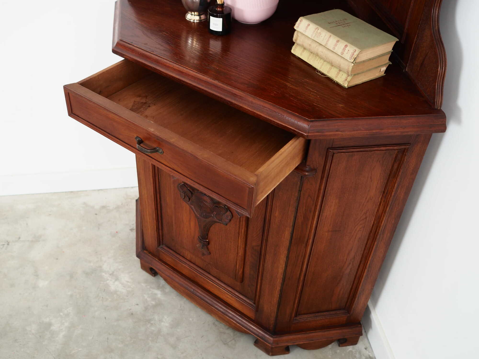 Vintage corner cabinet Oak wood Brown 1950s 5