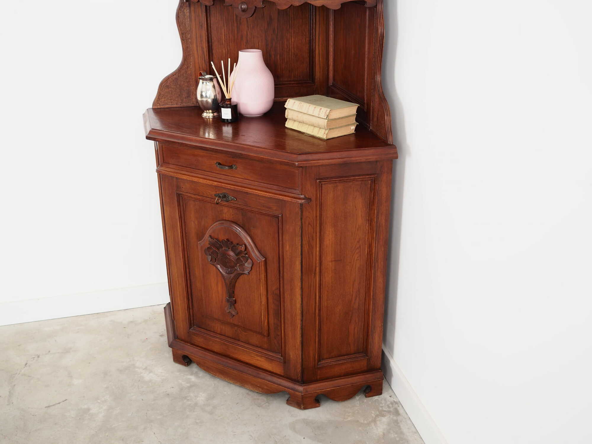 Vintage corner cabinet Oak wood Brown 1950s 4