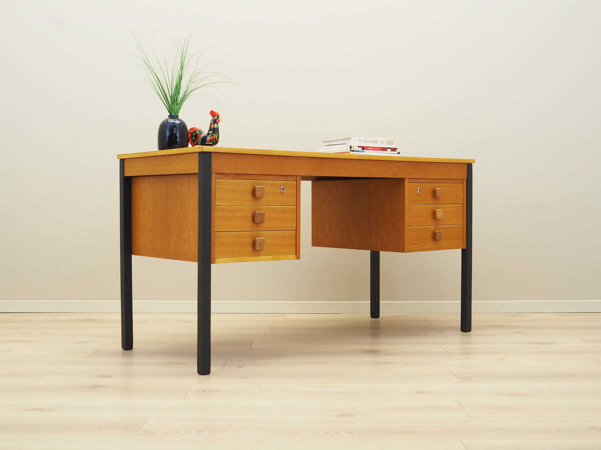 Vintage Desk Ash Wood Brown 1970s 3