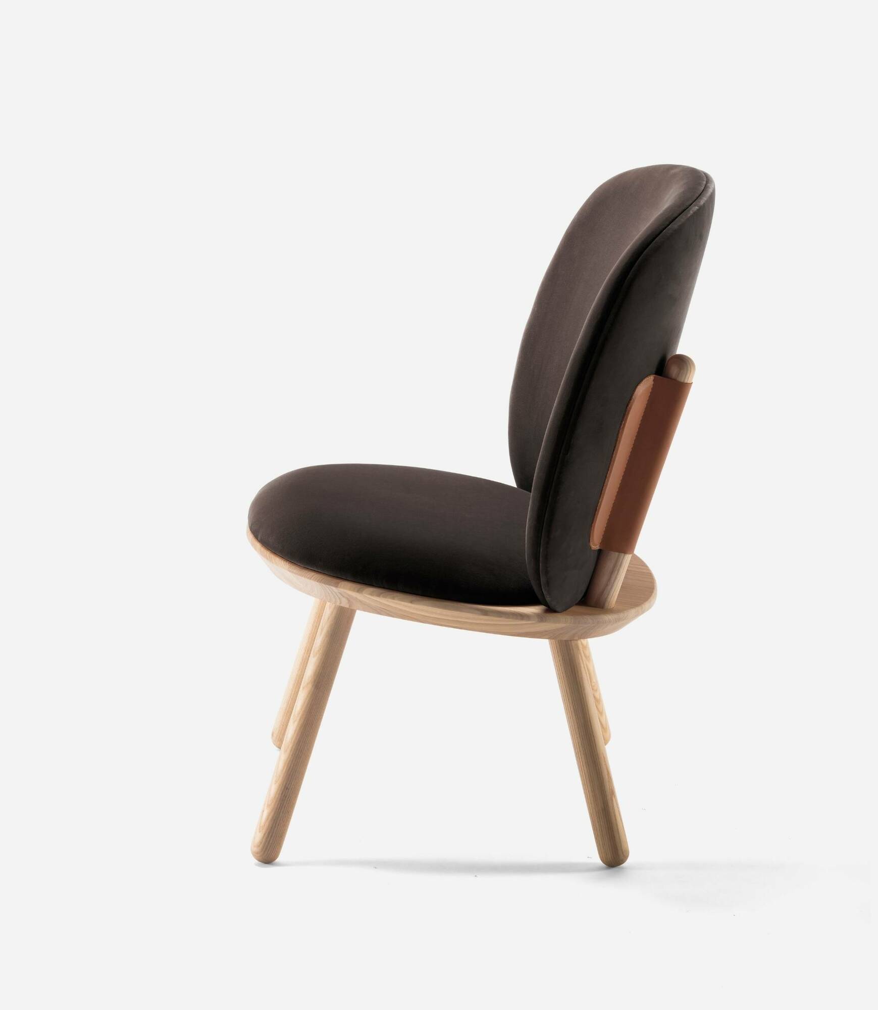 Naïve Lounge Chair Ash Wood Velvet Brown 2