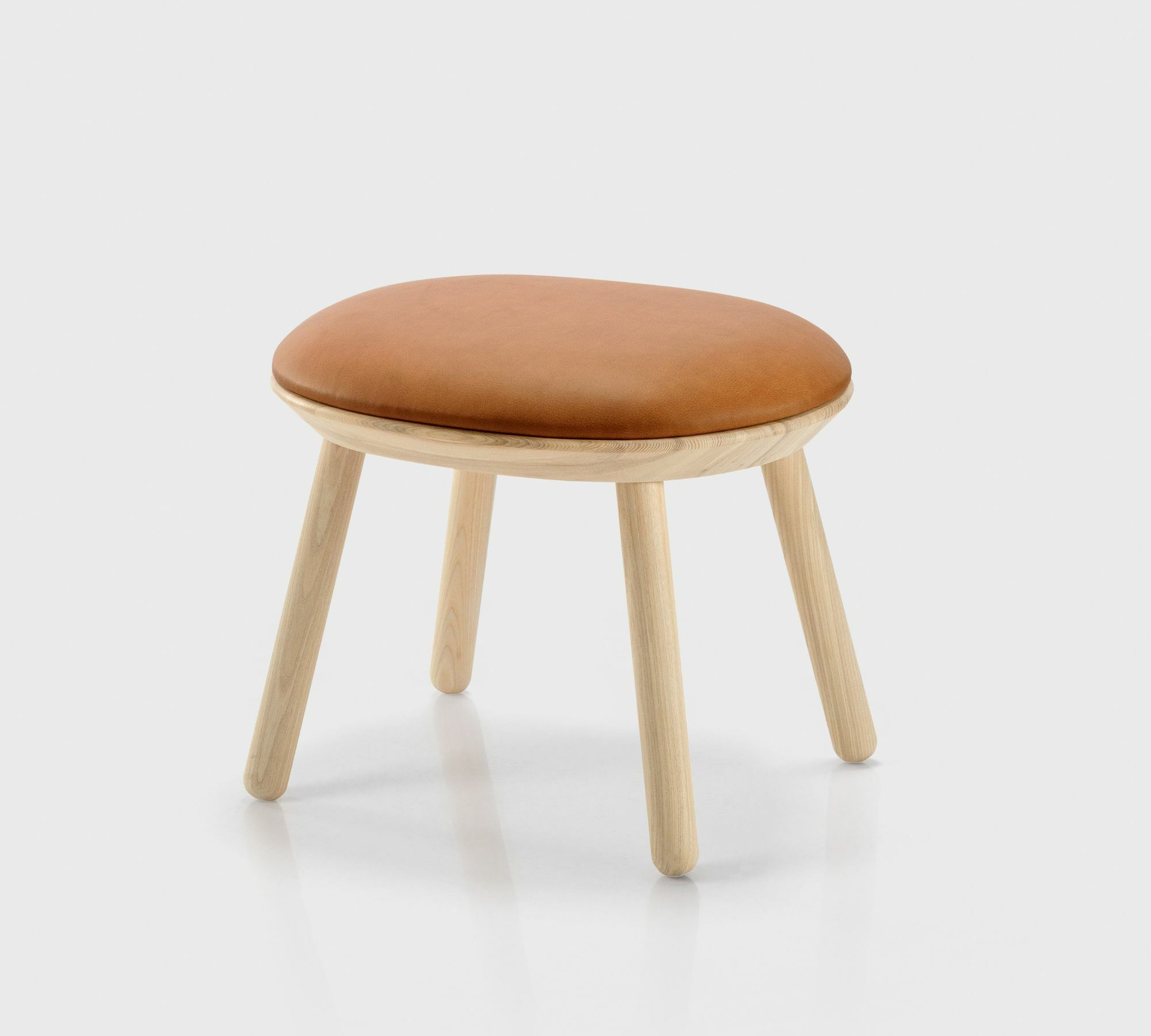 Naïve Stool Ash Wood Leather Brown 0