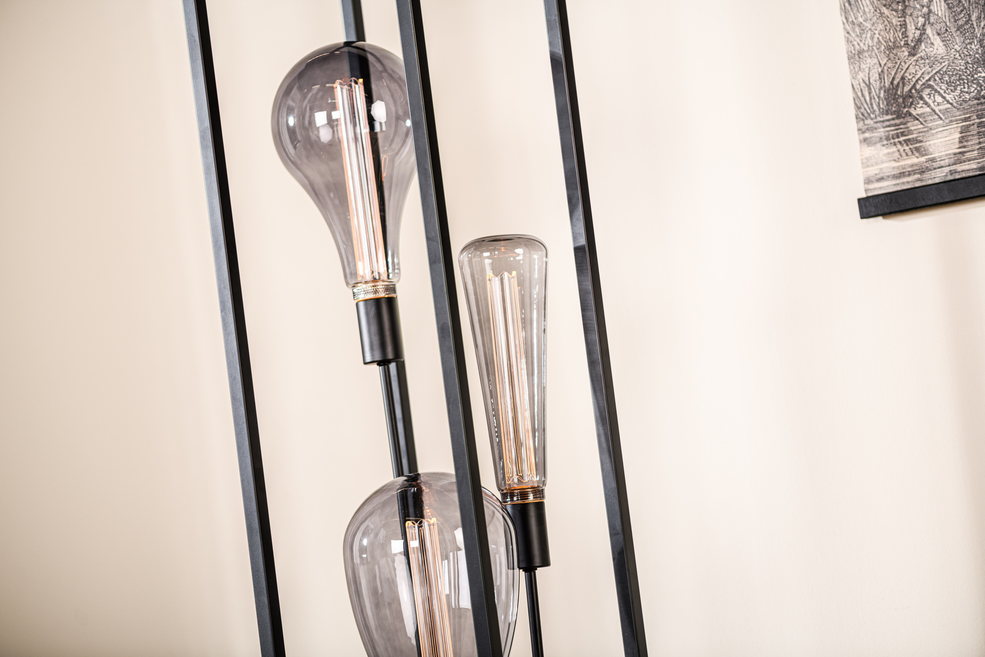 Floor lamp 3-light steel black 2