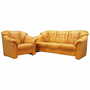 Vintage Sofa 3-seater and armchair Leather Cognac 1970s 0