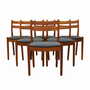 6x Vintage Chair Teak Wood Textile Brown 1970s 0