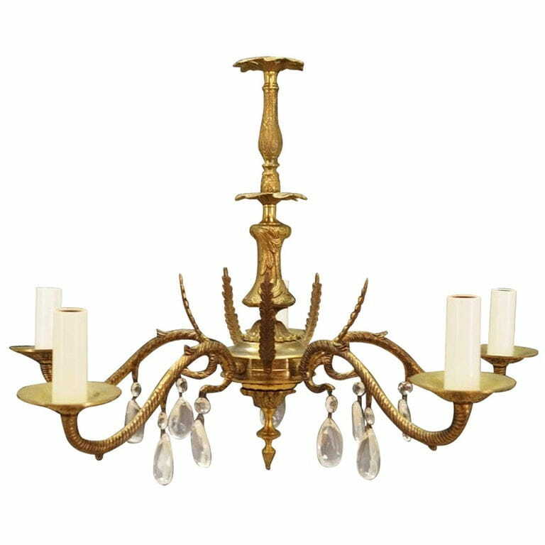 Vintage Chandelier Brass Gold 1960s 0