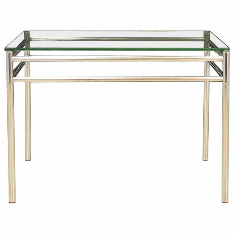 Vintage side table glass metal transparent 1960s 0