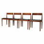 4x Vintage Chair Teak Wood Leather Brown 1970s 0