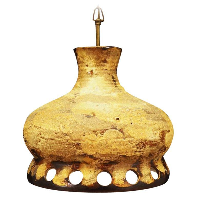Vintage Chandelier Ceramic Yellow 1960s 0