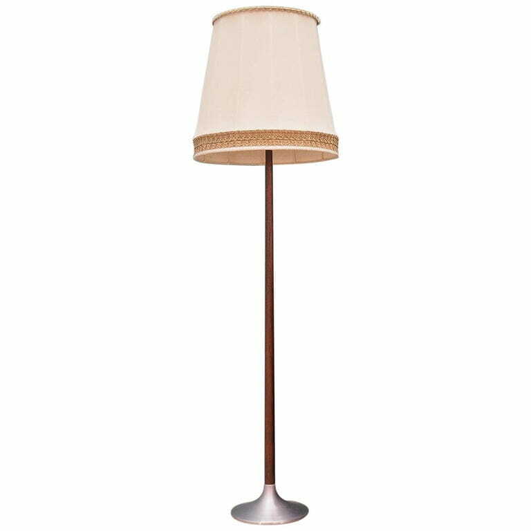 Vintage floor lamp metal wood brown 1960s 0