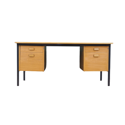 Vintage Desk Ash Wood Brown 1980s 0