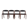 4x Vintage Chair Teak Wood Textile Black 1970s 0