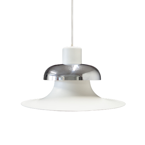 Vintage pendant lamp metal white 1970s 0