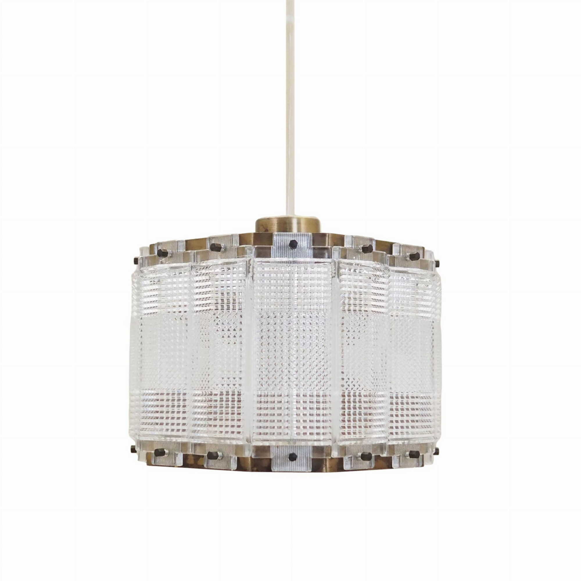 Vintage pendant lamp Metal Plastic White 1970s 0