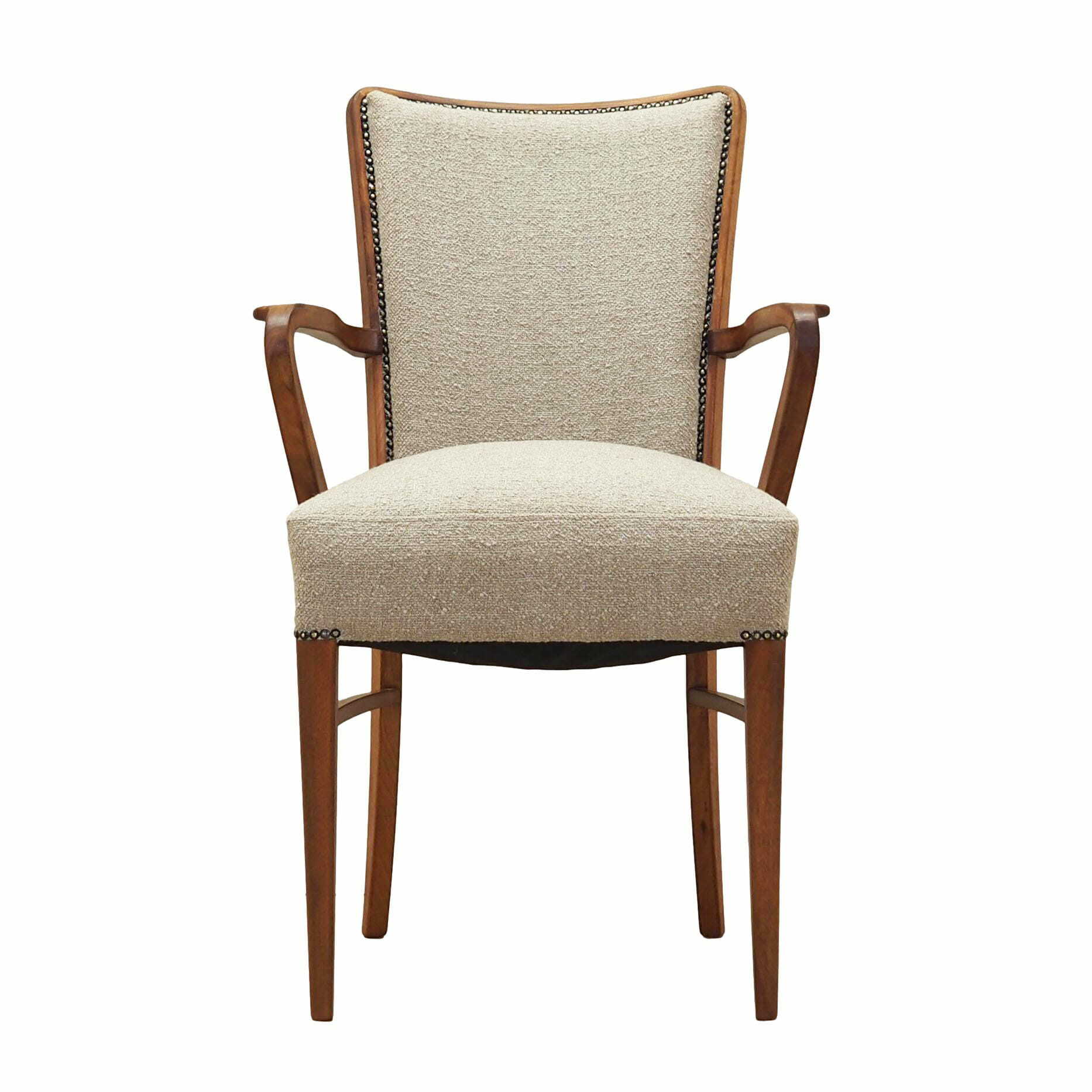 Vintage Chair Walnut Wood Textile Gray 1970s 0