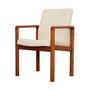 Vintage Chair Teak Wood Textile White 1970s 0