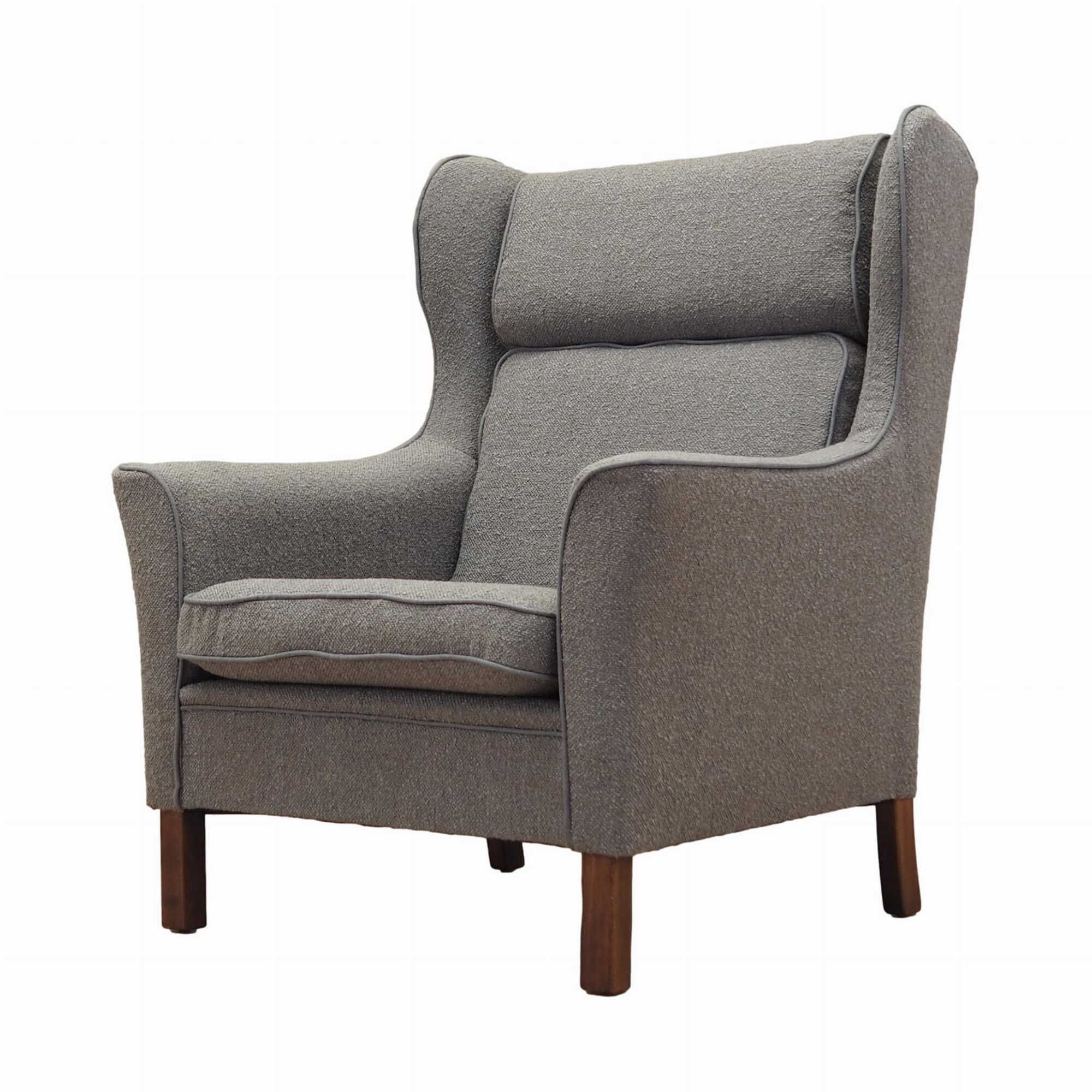 Vintage armchair beech wood textile grey 1970s 0