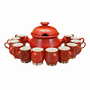 Vintage Set of Cups Ceramic Red 1960s 0