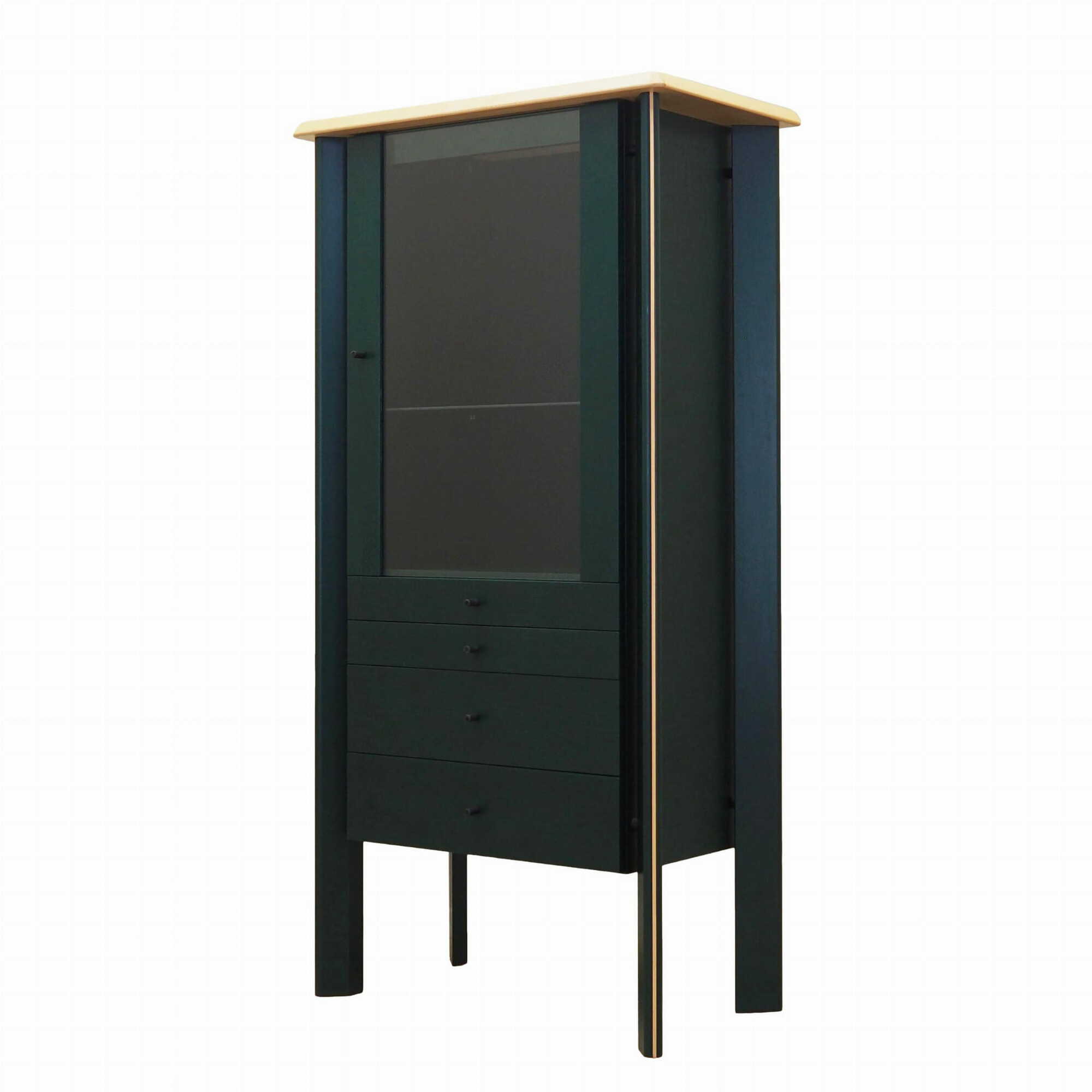 Vetrina vintage in rovere verde anni '80 0