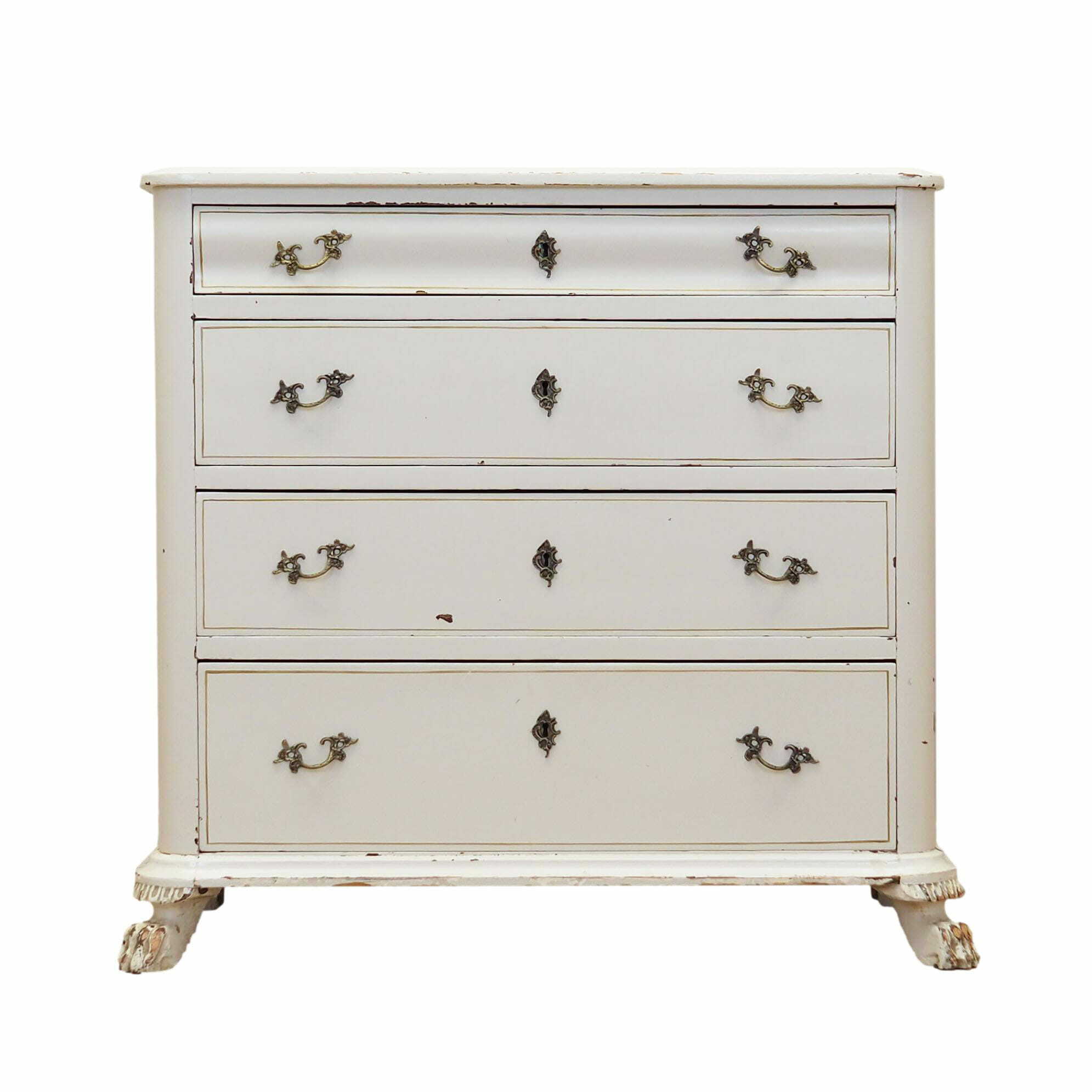 Vintage chest of drawers pine wood white 1950s 0