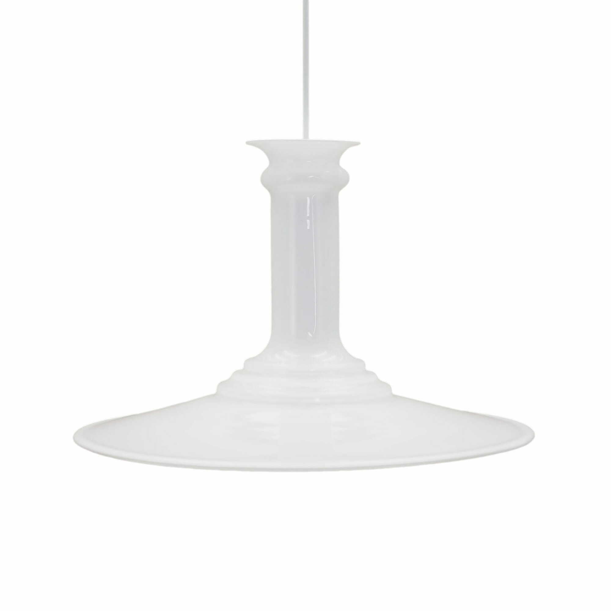 Lampada a sospensione in vetro bianco anni '70 0