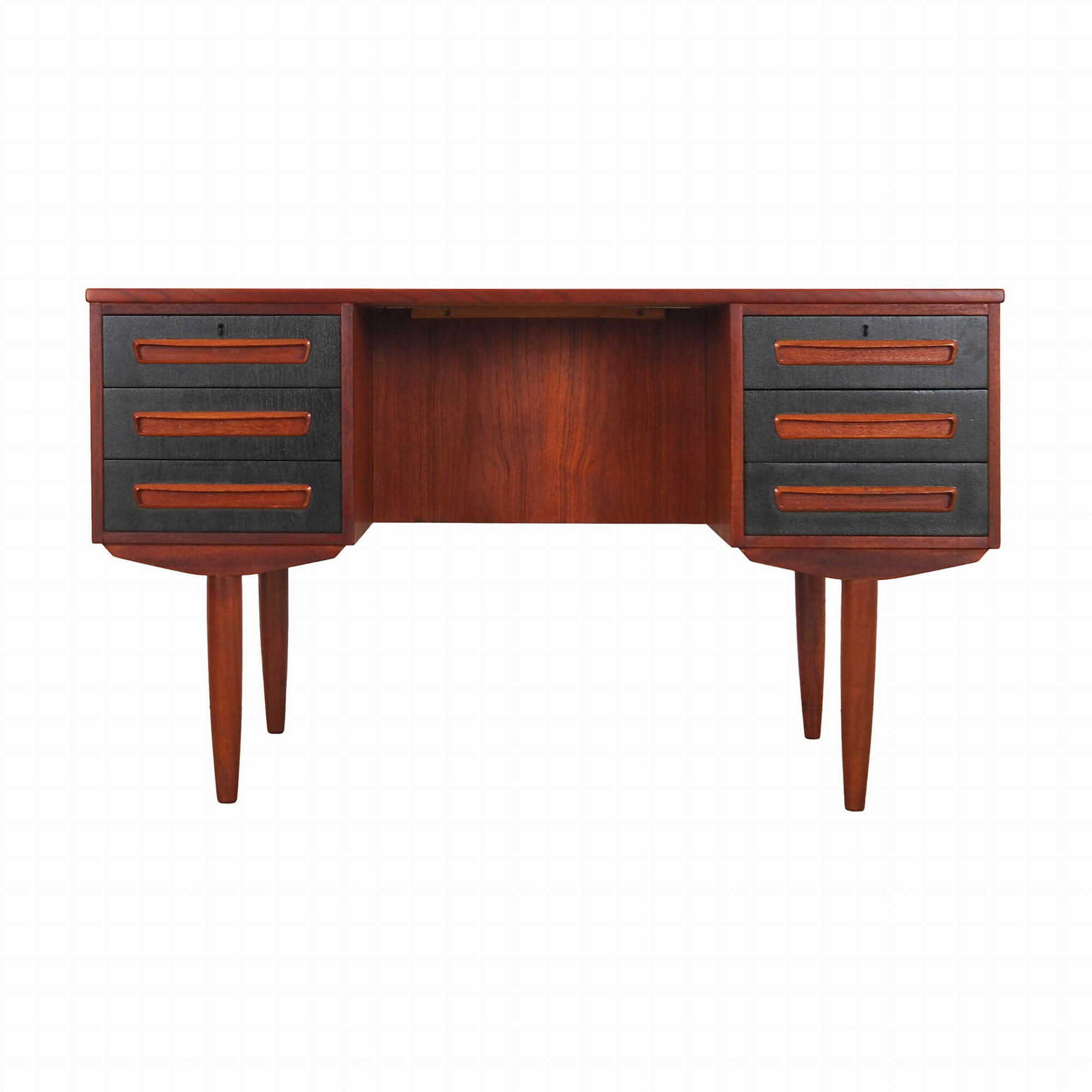 Vintage Schreibtisch Teakholz Braun 1970er Jahre 0