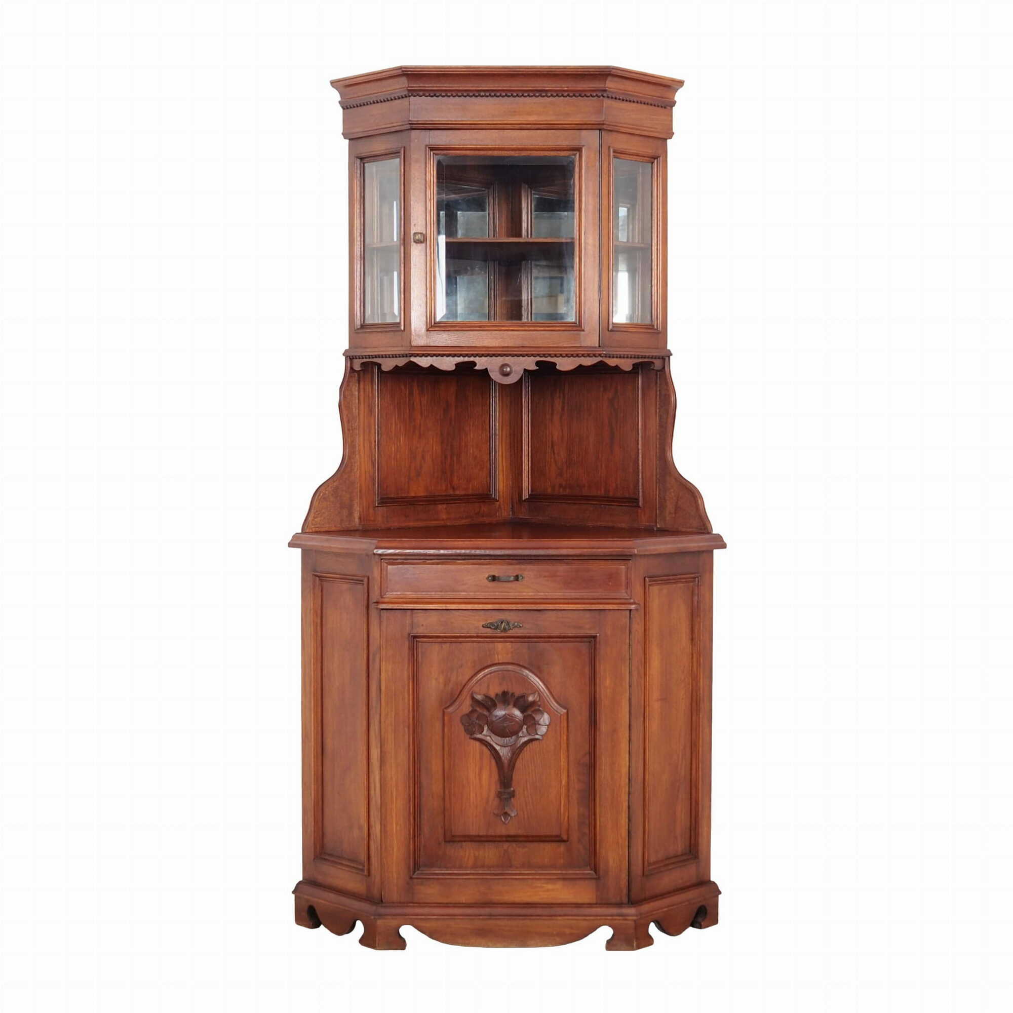 Vintage corner cabinet Oak wood Brown 1950s 0