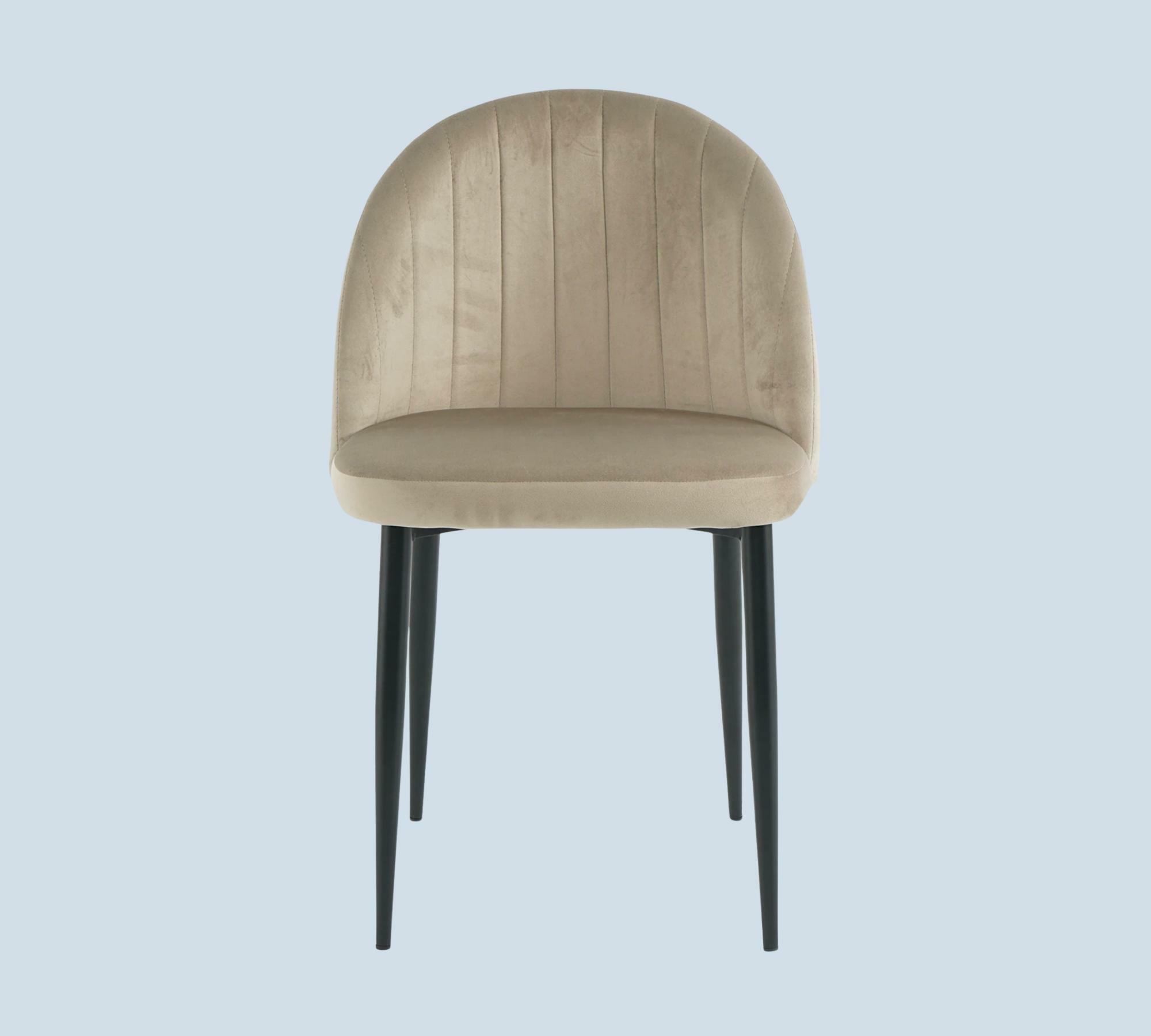 2 x Esszimmerstuhl Samt Beige 1