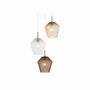Pendant lamp 3-flame metal glass cream 1