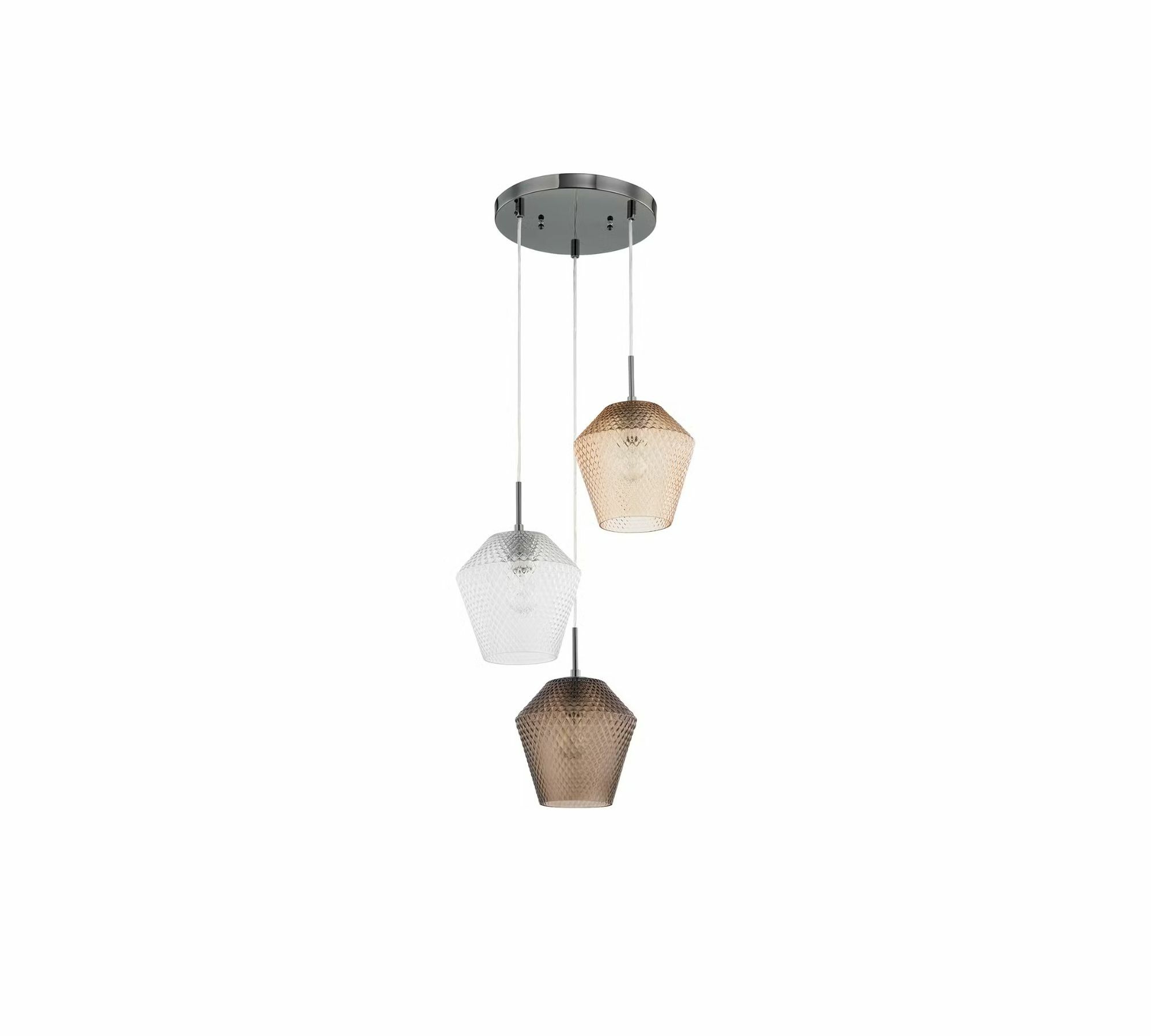 Pendant lamp 3-flame metal glass cream 2