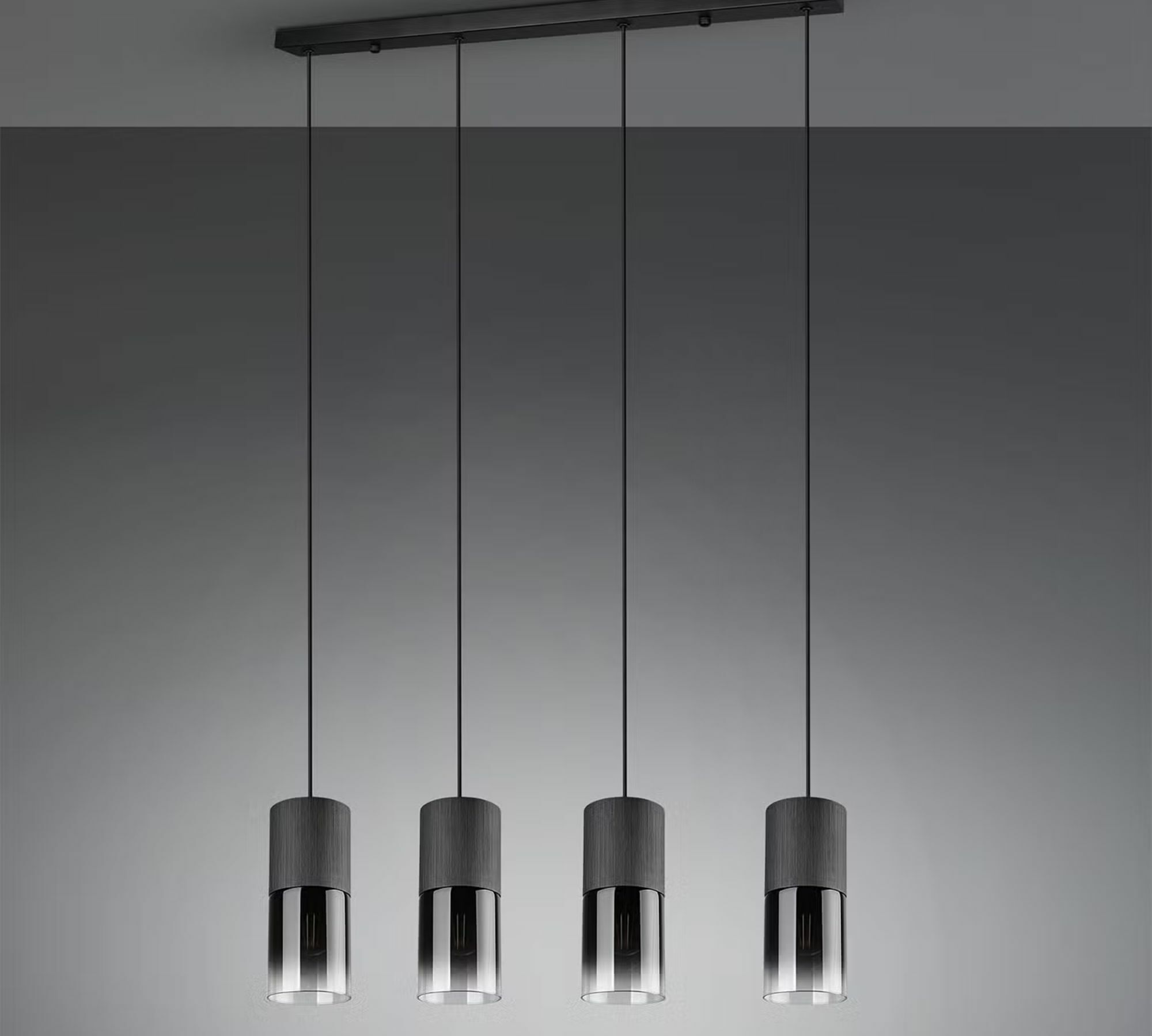 Pendelleuchte 4-flammig Glas Metall Schwarz 0