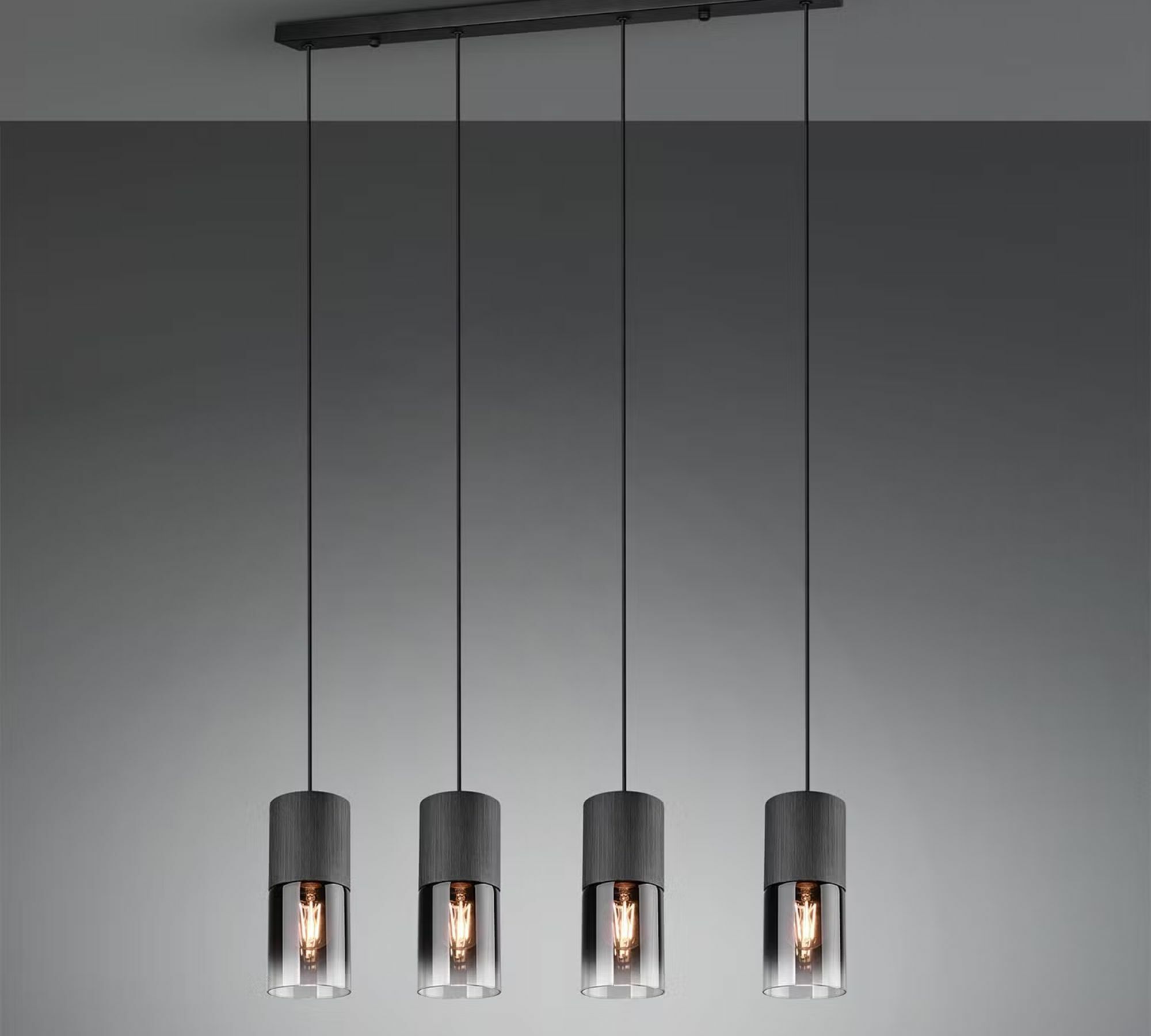 Pendelleuchte 4-flammig Glas Metall Schwarz 1