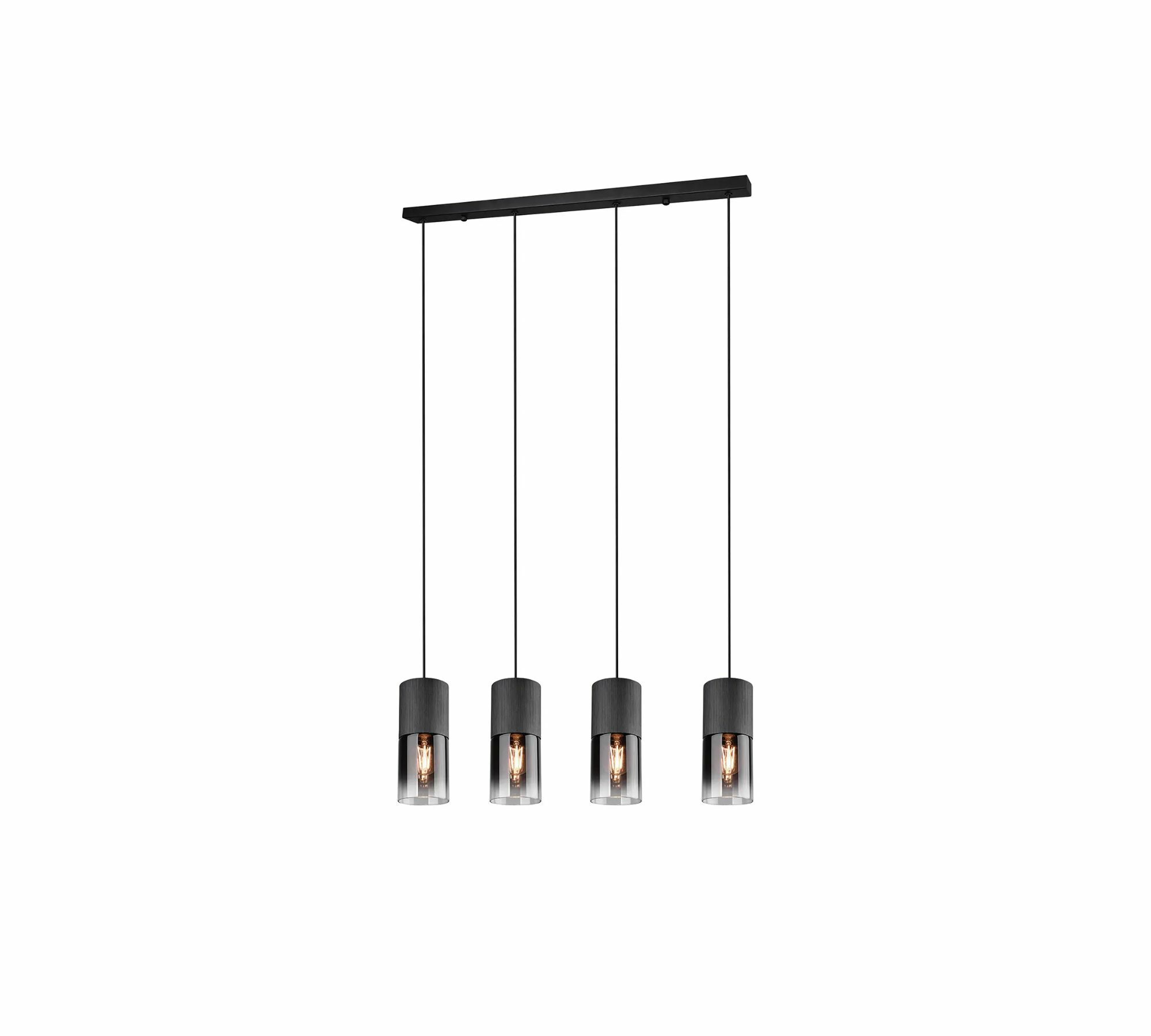 Pendelleuchte 4-flammig Glas Metall Schwarz 2