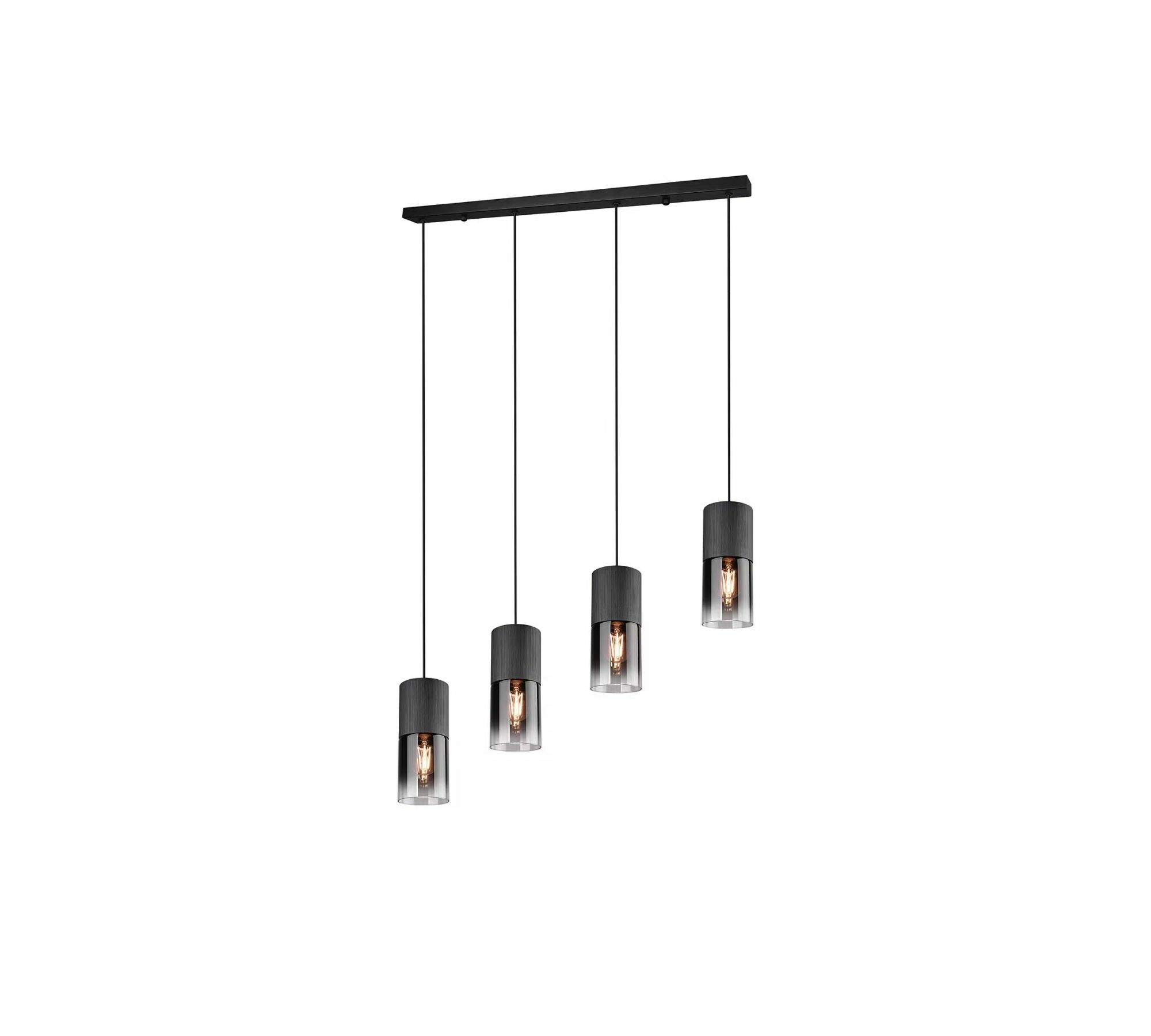 Pendelleuchte 4-flammig Glas Metall Schwarz 3