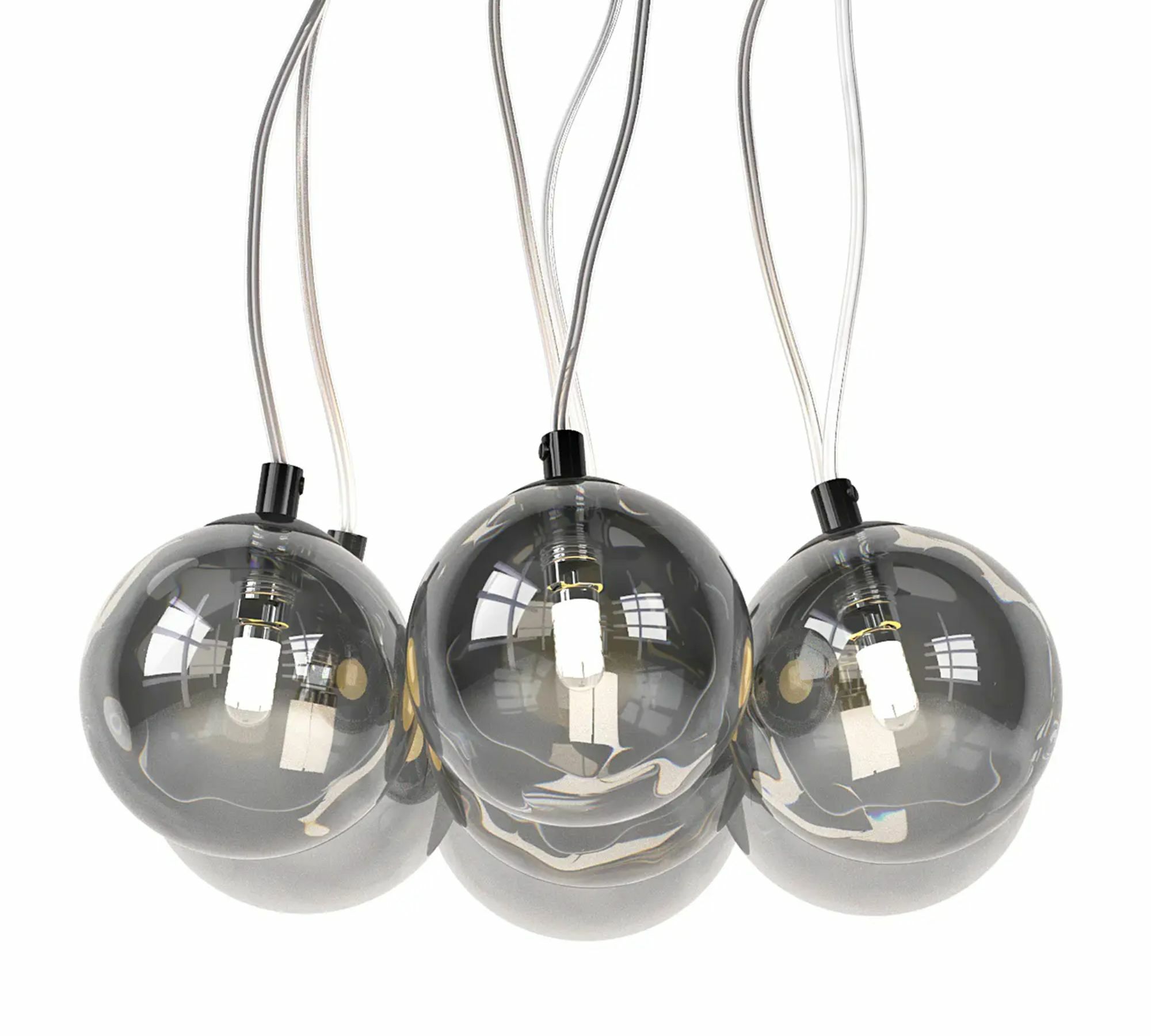 Kjul Pendant Lamp 7-light Glass Metal Gray 4