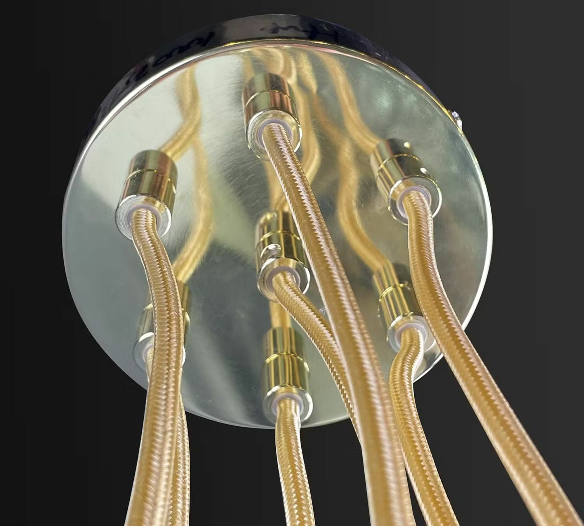 Pendant lamp 7-light glass metal gold 5