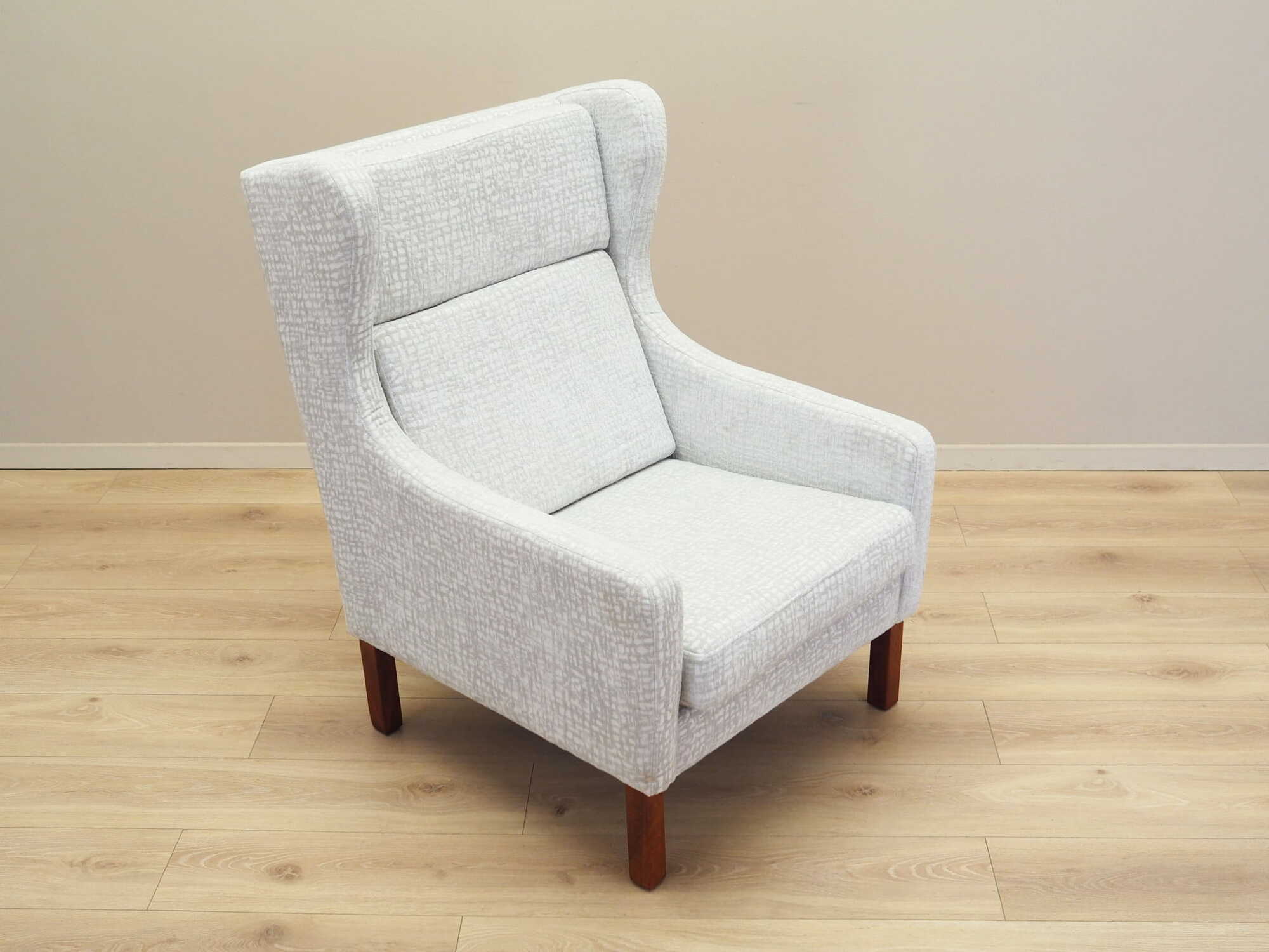 Vintage armchair textile wood grey 1960s 8