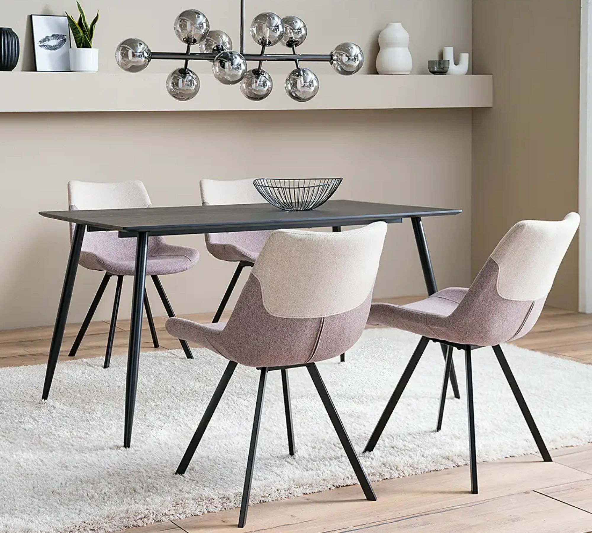 2x Cielo II Dining chair steel fabric stone brown 0