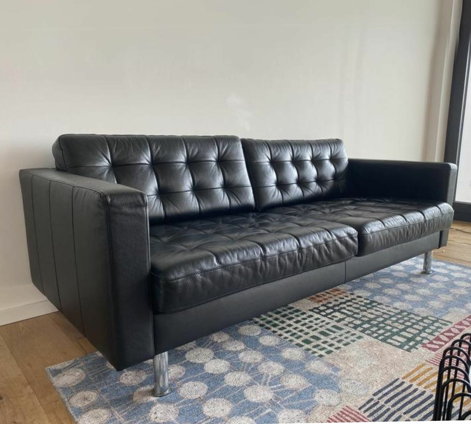 Landskrona Sofa 3-Sitzer Leder Schwarz 0