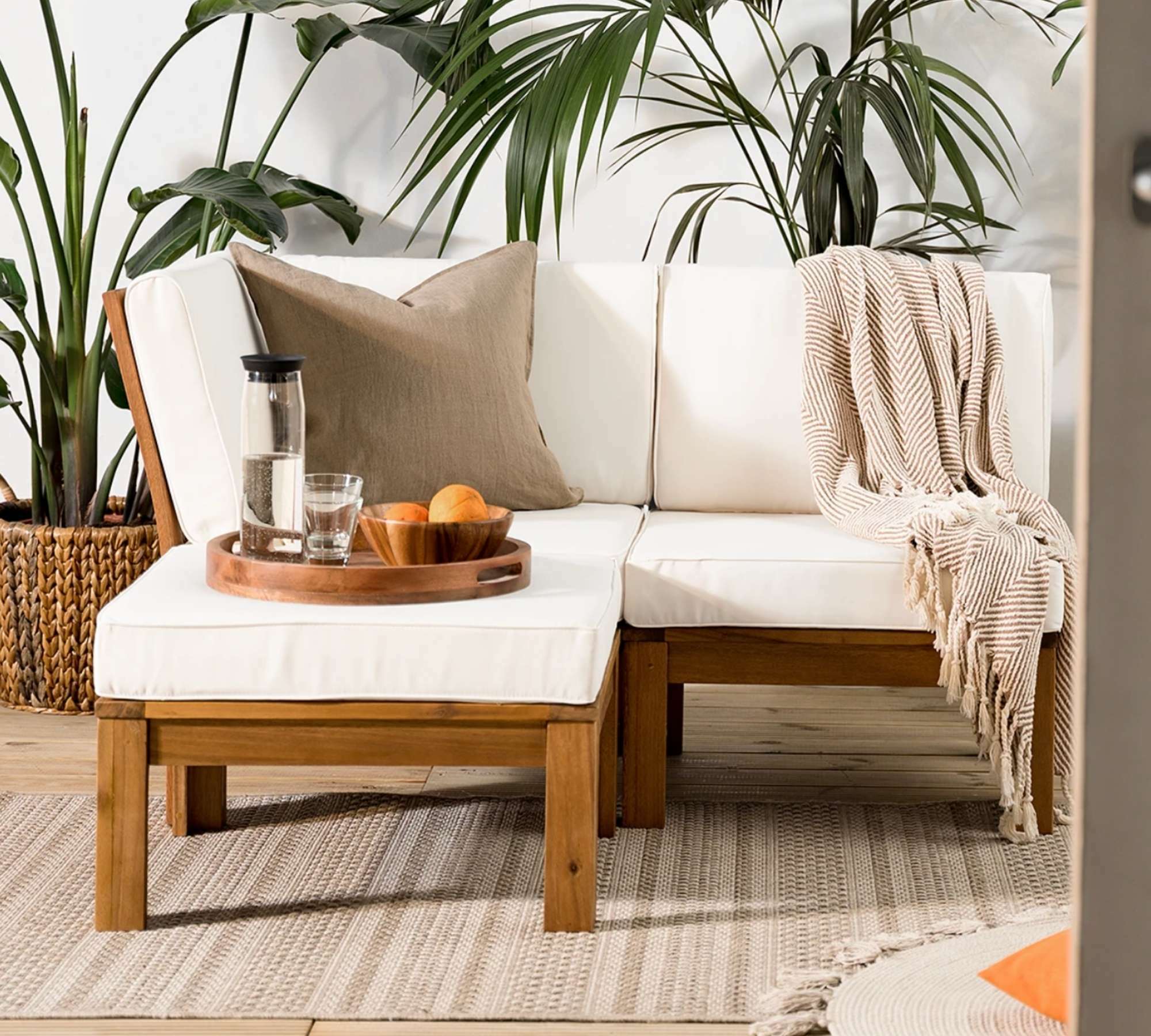 Loungesessel Akazienholz Massiv Weiß 2