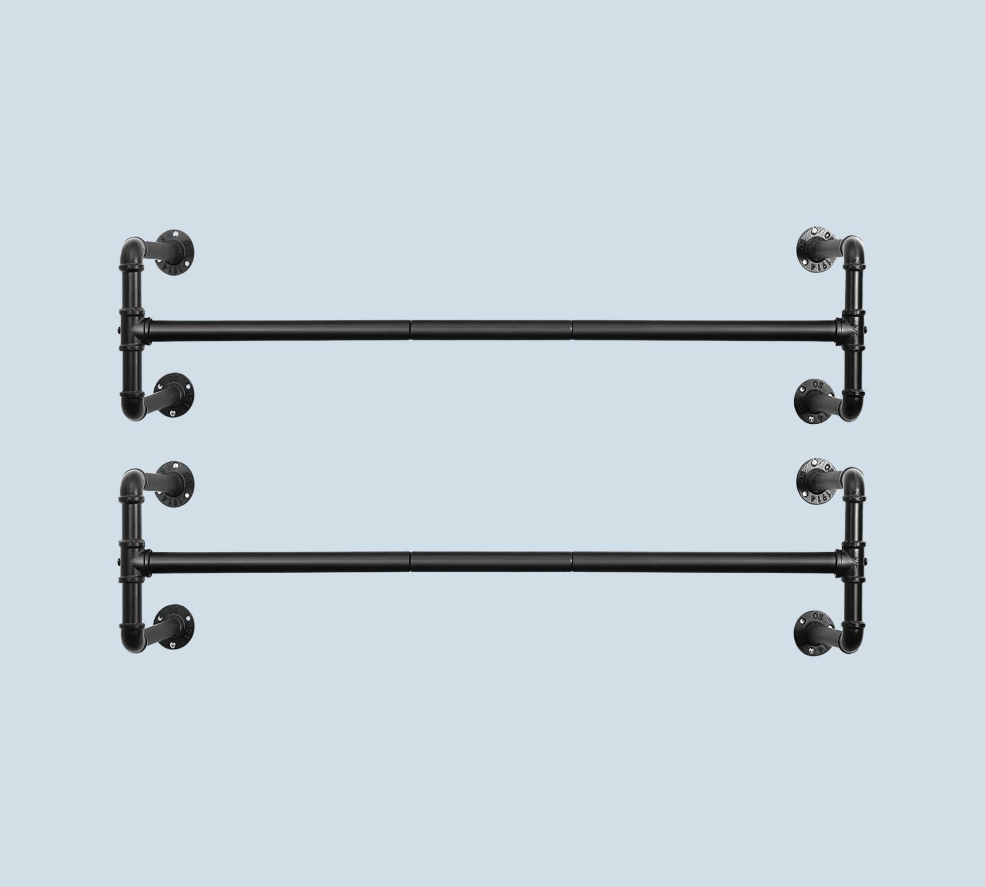 2x Garderobenstange Stahl Schwarz 0