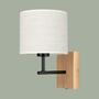 Wall lamp Solid wood Linen Light brown 0