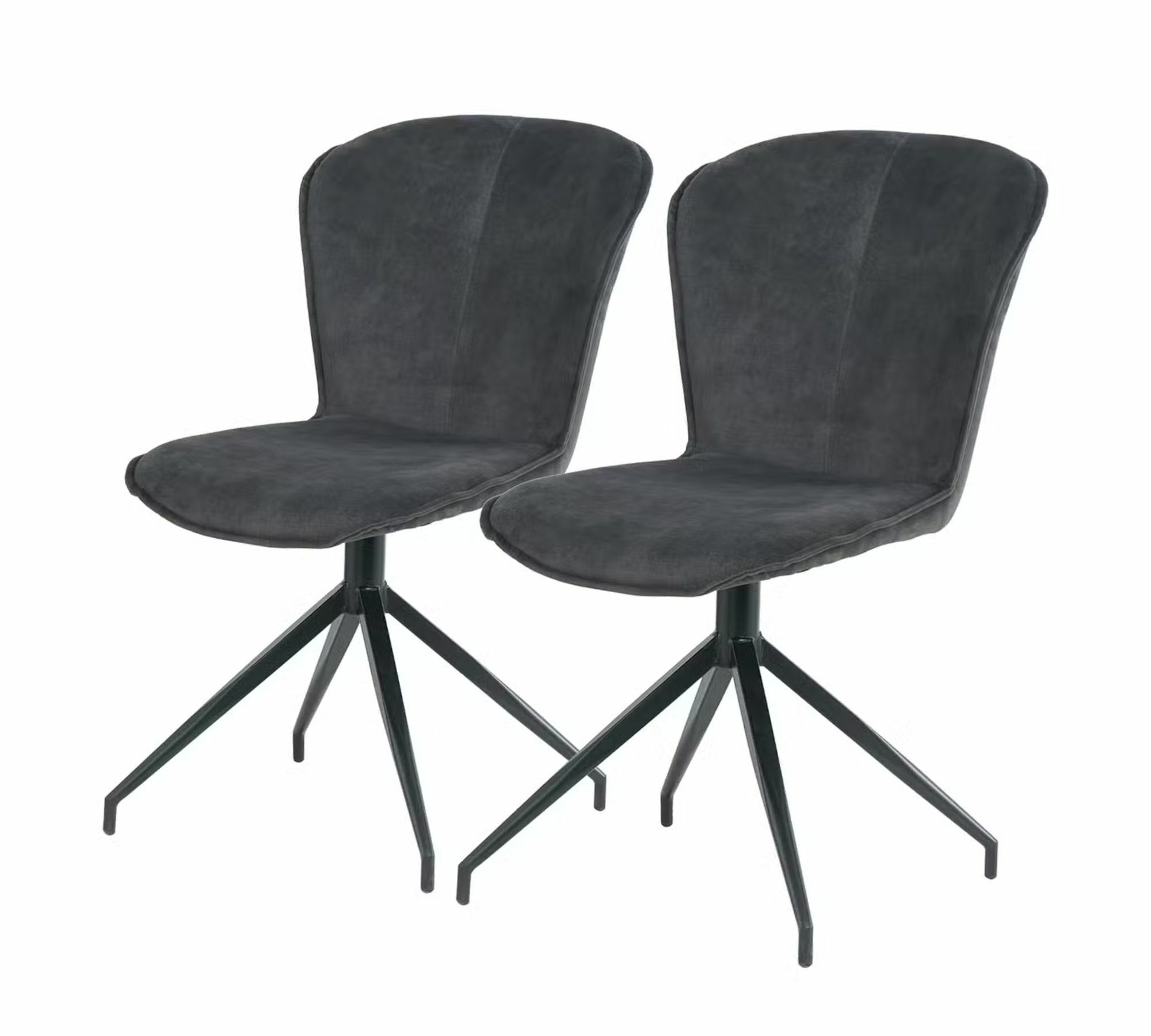 2x Upholstered chair metal velvet dark gray 0