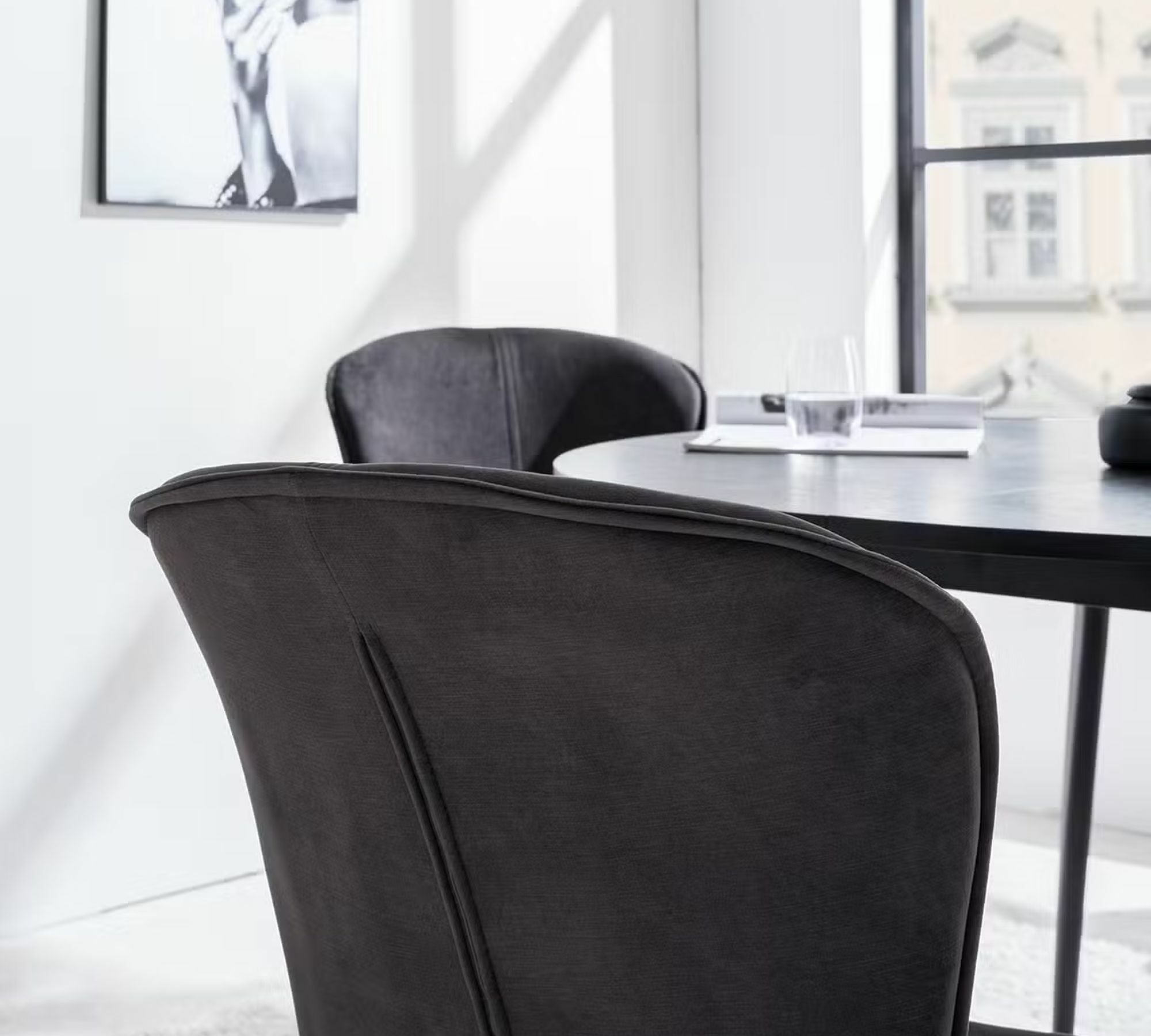 2x Upholstered chair metal velvet dark gray 4