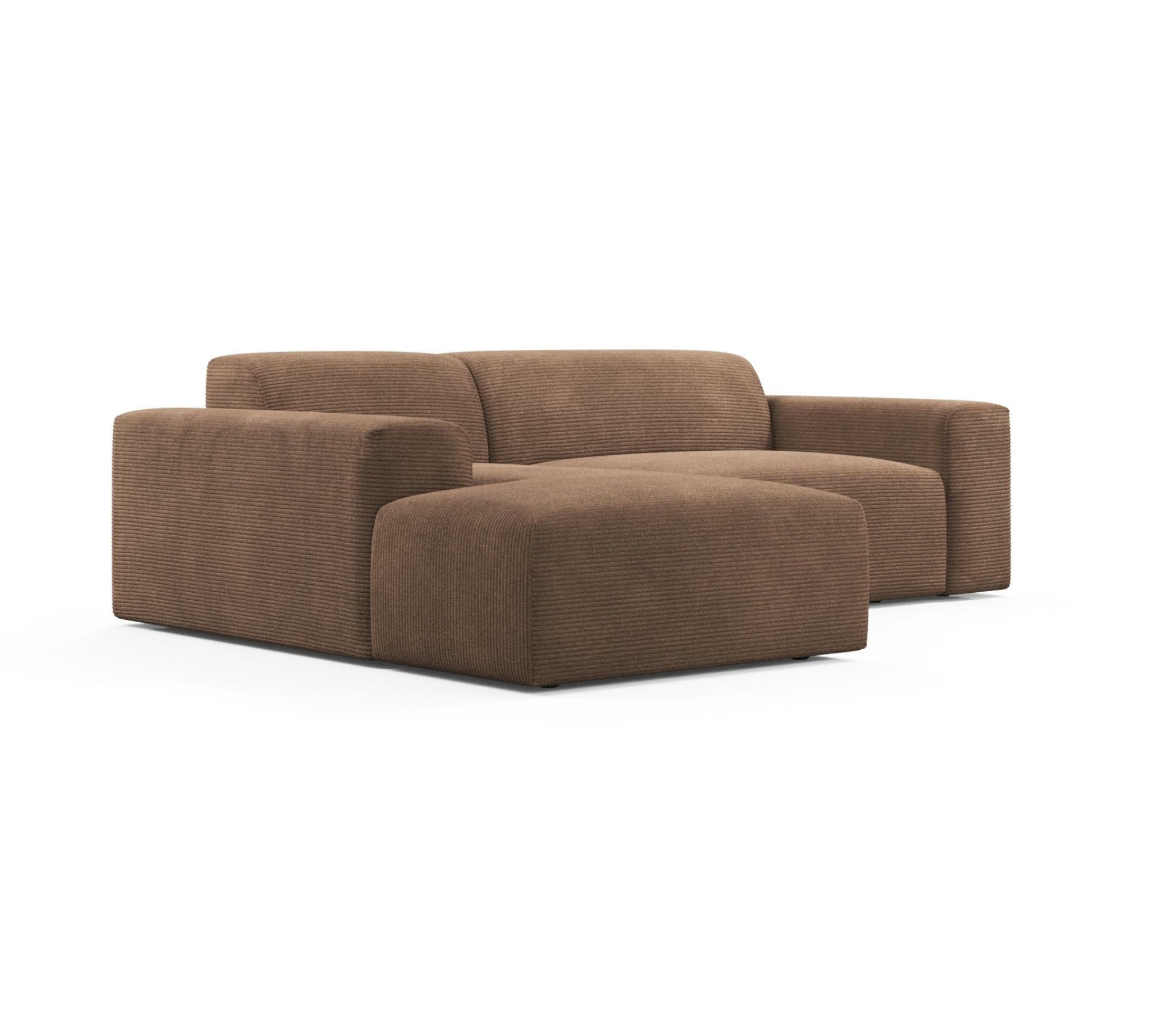 Karen 2-Sitzer Sofa Récamiere Links Cord Samt Haselnuss 1