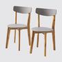2x Garden chair solid wood acacia coated grey 0